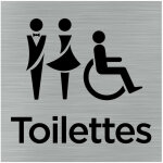 Signaletique. biz france - pictogramme toilettes mixtes (q1051). - adh�sif aspect aluminium bross� -