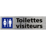 Signaletique. biz france - pictogramme toilettes visiteurs (q0481). - adh�sif aspect aluminium bross� ...