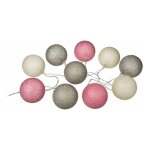 Guirlande lumineuse boule 10 pcs � piles 6cm - rose / gris silumen