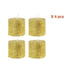 Mini bougie paillette non parfume - set de 4 pcs - or silumen