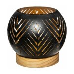 Silumen - photophore led boule 1 support en bois - motif 1