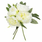 Pivoines artificielles 30cm bouquet de 4 fleurs - blanc silumen