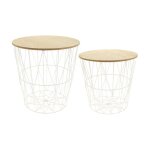 Silumen - set de 2 table d'appoint avec couvercle amovible en fer forg� blanc