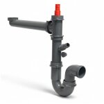 Siphon d�vier de cuisine une 1 cuve avec tubulure gain de place et sortie filet�e 40x49, franke