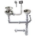 Siphon double de 114 mm pour �vier avec raccord pour lave - vaisselle, siphon, siphon double pour �vier, ...