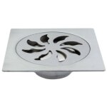 Siphon de douche drain 15x15cm avec grille et hotte amovible en acier inoxydable mat
