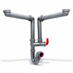 Siphon pour �vier de cuisine 2 cuves , tubulure gain de place en plastique 40x49 et prise lave - vaisselle ...