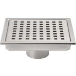 Siphon de sol carr� argent� bross� de 6 pouces, grille avec couvercle amovible, acier inoxydable sus304 ...