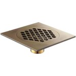 Siphon de sol en cuivre pour salle de bain, cr�pine de vidange carr�e pour �vier de douche, dor�