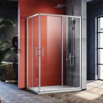 Sirhona cabine de douche entrée d'angle porte coulissante verre trempé 6mm installation réversible profils ... Sirhona cabine de douche entrée d'angle porte coulissante verre trempé 6mm installation réversible profils ...