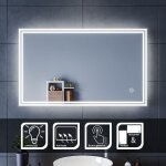 Sirhona miroir lumineux de salle de bain led miroir de courtoisie mural avec clairage led et commande ...