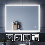 Sirhona - miroir lumineux de salle de bain ? miroir led 90x70 cm avec fonction anti - bue