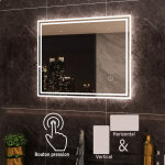 Miroir de salle de bain led 60x50 cm commutateur tactile miroir maquillage clairage intgr blanc froid ...