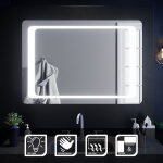 Sirhona - miroir de salle de bain led rectangle commutateur anti - bu�e �clairage int�gr� blanc froid ...
