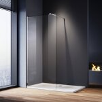Sirhona - paroi de douche  l'italienne 70 x 200 cm verre 8mm nano anticalcaire transparent avec barre ...