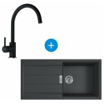 Franke sirius evier � encastrer 100�50cm 1 bac avec �gouttoir, tectonite, onyx + mitigeur col de cygne, ...