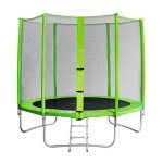 Six - trampoline de jardin vert avec echelle myjump 2, 45 m