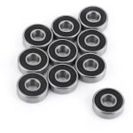 Sjlerst 10pcs roulements  billes, 608 - 2rs roulement  billes double face en caoutchouc noir scell ...