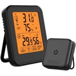 Sjlerst - thermomtre hygromtre d'intrieur et d'extrieur, avec affichage lcd rtroclair orange valeur ...