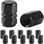 Lot de 12 bouchons de valve de pneu universels pour voitures, suv, vélos, camions et motos - noir Lot de 12 bouchons de valve de pneu universels pour voitures, suv, vélos, camions et motos - noir