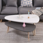 Skecten - lot de 2 tables basses gigognes blanc / gris / ovale Skecten - lot de 2 tables basses gigognes blanc / gris / ovale