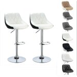 Lot de 2 tabourets de bar, hauteur réglable et rotation à 360° (85 - 105cm), blanc + noir Lot de 2 tabourets de bar, hauteur réglable et rotation à 360° (85 - 105cm), blanc + noir