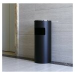 30l poubelle en acier inoxydable avec cendrier 60. 5 x 24. 5cm noir