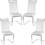 4 chaises de salle à manger ou cuisine avec assise rembourrée et piètement chromé blanc 4 chaises de salle à manger ou cuisine avec assise rembourrée et piètement chromé blanc