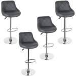 Lot de 4 tabourets de bar, chaises de cuisine avec structure m�tallique stable et surface en cuir synth�tique, ...