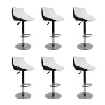 Lot de 6 chaises de bar dossier rembourré pivotantes et réglables en hauteur 53 cm - 73 cm blanc + noir ... Lot de 6 chaises de bar dossier rembourré pivotantes et réglables en hauteur 53 cm - 73 cm blanc + noir ...