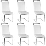 Lot de 6 chaises de salle  manger bureau en forme d'arc - hauteur d'assise 45cm - blanc