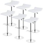 Skecten - lot de 6 tabouret de bar rotatif à 360° hauteur réglable en acier chromé et similicuir blanc ... Skecten - lot de 6 tabouret de bar rotatif à 360° hauteur réglable en acier chromé et similicuir blanc ...