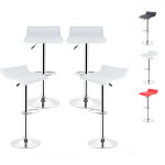 Skecten - tabouret de bar lot de 4 design en cuir simili et mtal chrom, haute rglable, blanc