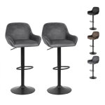 Tabouret de bar velours lot de 2, hauteur rglable, repose - pieds chroms, rotatif  360 dgres, pour ...