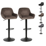 Tabouret de bar velours lot de 2, hauteur rglable, repose - pieds chroms, rotatif  360 dgres, pour ...