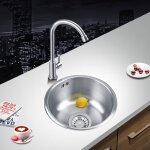 Skecten - vier de cuisine rond - vier inox de cuisine - en acier inoxydable avec gouttoir 414120cm