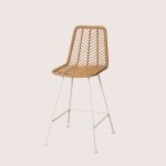 Sklum - lot de 2 tabourets de jardin hauts en rotin synthtique gouda natural naturel ?65 cm blanc