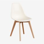 Sklum - pack de 4 chaises de salle � manger en polypropyl�ne et bois de h�tre scand nordic beige cr�me ...