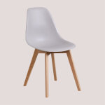 Sklum - pack de 4 chaises de salle � manger en polypropyl�ne et bois de h�tre scand nordic gris clair ...