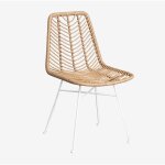 Sklum - chaise de salle � manger en rotin synth�tique naturel gouda naturel blanc