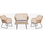 Sklum - salon de jardin compos d'un canap 2 places, 2 fauteuils et table basse en acier et rotin synthtique ...