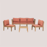 Sklum - salon de jardin avec canapé modulable 5 pièces avec accoudoirs et table basse en bois d'acacia ... Sklum - salon de jardin avec canapé modulable 5 pièces avec accoudoirs et table basse en bois d'acacia ...