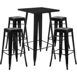 Ensemble de table haute lix & 4 tabourets hauts lix sklum noir