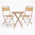 Sklum - ensemble table de jardin janti (60x60 cm) et 2 chaises pliantes moutarde