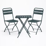 Sklum - ensemble table de jardin janti (60x60 cm) et 2 chaises pliantes vert jungle