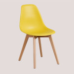 Pack de 2 chaises de salle � manger en polypropyl�ne et bois de h�tre scand nordic sklum jaune curry