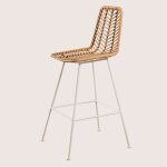 Sklum - lot de 2 tabourets hauts en rotin synth�tique gouda natural naturel ?75 cm blanc