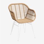 Sklum - lot de 4 chaises de jardin en osier synth�tique zole blanc