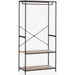 Armoire ouverte avec tagres en bois et mtal baxter sklum noir - bois naturel