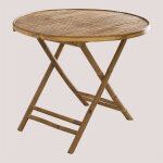 Table de jardin ronde 90 cm pliable en bambou lipe sklum